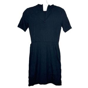 TOPSHOP Petite Black Short Sleeve Mini Dress Size 2 Round Neck Tulip Hem